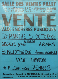 Rappel – Vente aux enchères Dominique Venner le 5 octobre à Lyons-la-Forêt